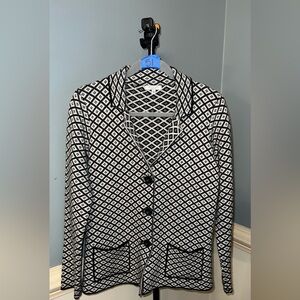Gio & Gio wool blend Black & White Geometric Knit Blazer